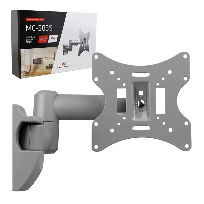 Support pour téléviseur ou moniteur Maclean, universel, max. VESA 200x200, 23-50", 30 kg, argenté, MC-503A S
