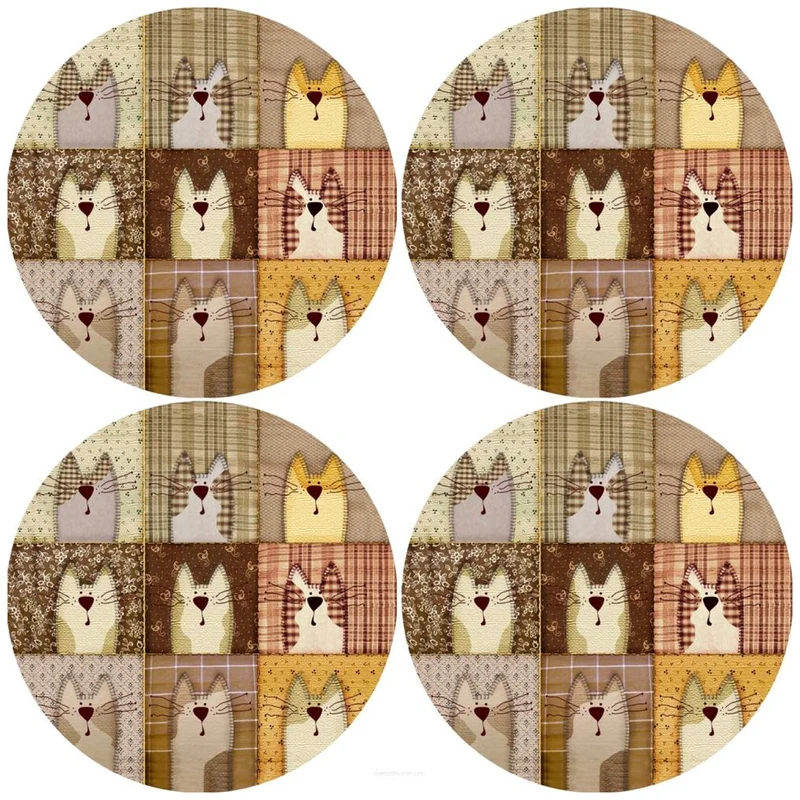 Set de tapis de table Bertoni, 4 pièces, rond, 33 cm, Pexeso Beige