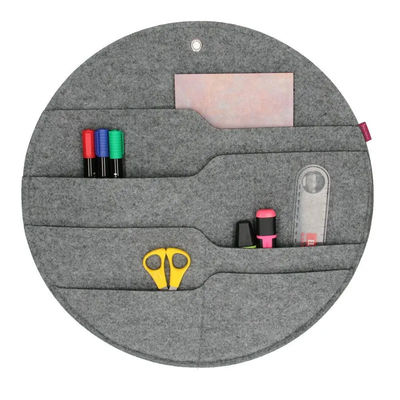 Organisateur mural en feutre Bertoni Cercle XL diamètre 45 cm - gris, 4 poches