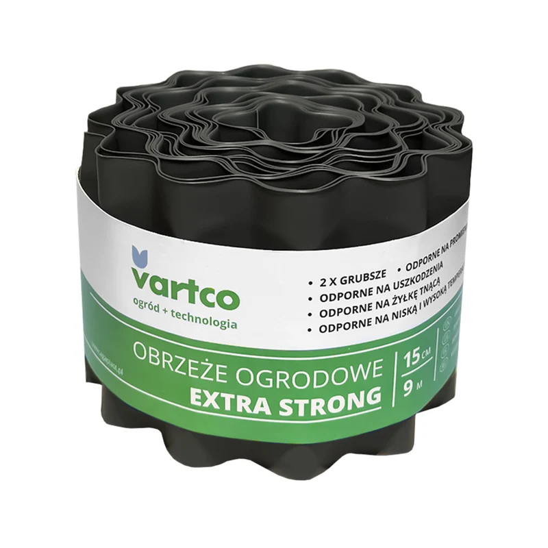 Bordure de jardin ondulée 15cm x9m Vartco Extra Strong graphite