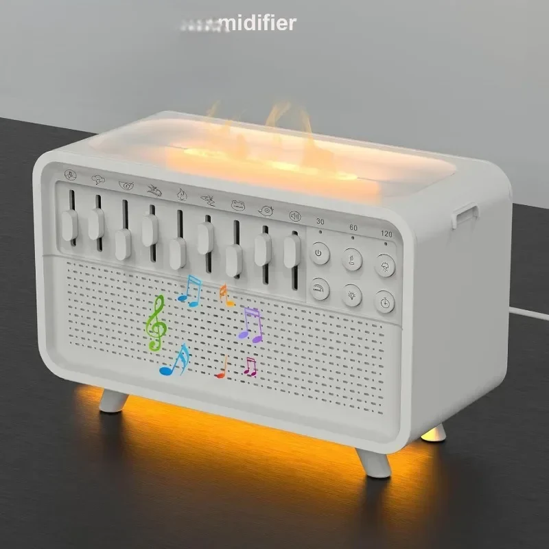 Witte Ruis Luchtbevochtiger met Nachtlampje – Slaapkamer Luchtbevochtiger met 8 Natuurlijke Geluidsopties, Ingebouwde Bluetooth Speaker & Nachtlampje