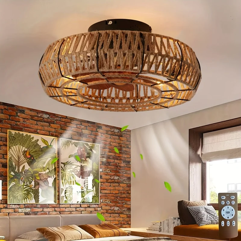 Amara luxe handgeweven rotan plafondventilator – fluisterstil pronkstuk in zen-stijl